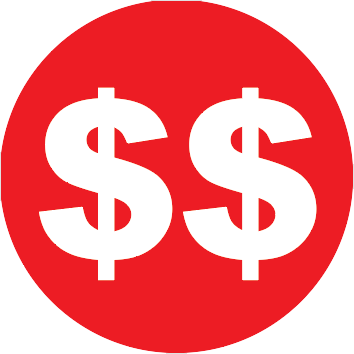 Red double dollar sign